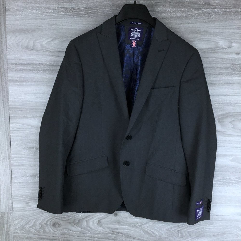 Savile Row Co Brixton Grey 2 Button Suit Blazer